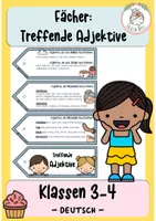 Vorschau - Merkblätter - Fächer "Treffende Adjektive" Kl. 3-4 - Deckblatt