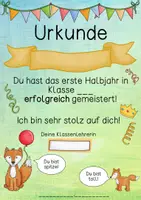 Vorschau - Anderer Materialtyp - Halbjahres-Urkunde für Klasse 1 und Klasse 2 - Seite 1