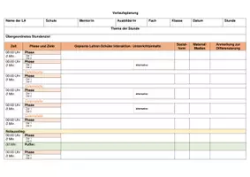 Vorschau - Lehrpläne/Lehrermaterial - Vorlage Unterrichtsskizze // Verlaufsplanung Englisch - Seite 1