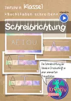 Vorschau - Fördermaterial/Inklusion - Schreibrichtung der Buchstaben Vokale - interaktiv - Deckblatt