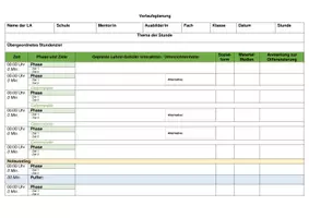 Vorschau - Lehrpläne/Lehrermaterial - Vorlage Unterrichtsskizze // Verlaufsplanung Englisch - Seite 1