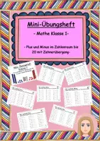 Vorschau - Arbeitsblätter - Mini-Heft Klasse 1 Plus und Minus Zahlenraum bis 20 mit ZÜ - Deckblatt
