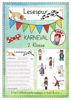 Vorschau - Arbeitsblätter - Mini-Lesespur Karneval (3-fach differenziert) - Deckblatt