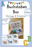 Vorschau - Stationenlernen - Buchstaben Box für die Buchstabeneinführung: Vorlage & Etiketten - Deckblatt