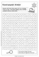 Vorschau - Spiele - Word Search Winter - Winter Suchsel - Wörtersuche Winter - Seite 1