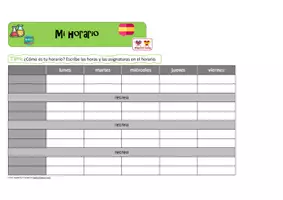 Vorschau - Arbeitsblätter - Las asignaturas - Mi horario - Stundenplan zum Eintragen - Seite 1