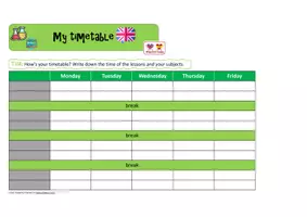 Vorschau - Arbeitsblätter - School subjects - My timetable - Stundenplan aufschreiben - Seite 2