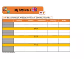 Vorschau - Arbeitsblätter - School subjects - My timetable - Stundenplan aufschreiben - Seite 3