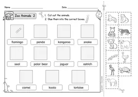 Vorschau - Arbeitsblätter - Freebie - Englisch - zoo animals 2 (Zootiere 2) - Arbeitsblatt - Seite 1