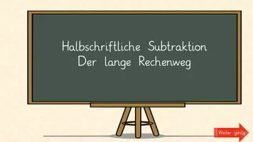 Vorschau - Präsentationen/Tafelbilder - Einführung der Halbschriftlichen Subtraktion - Lernvideo - Seite 1