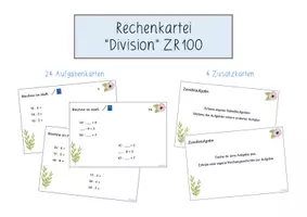 Vorschau - Aufgabenkarten - Rechenkartei "Division" ZR 100 - Seite 1