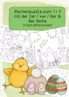 Vorschau - Arbeitsblätter - frühlingshaftes Rechenpuzzle zum kleinen 1x1 / 2er, 4er, 6er, 8er Reihe - Deckblatt