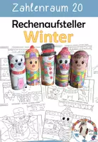 Vorschau - Arbeitsblätter - Rechnen, Malen, Basteln - Winter Aufsteller für die 1.Klasse Mathe im Zahlenraum 10 & 20 - Deckblatt