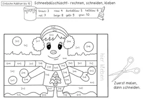 Vorschau - Arbeitsblätter - Rechnen, Malen, Basteln - Winter Aufsteller für die 1.Klasse Mathe im Zahlenraum 10 & 20 - Seite 1