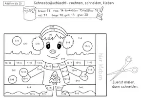 Vorschau - Arbeitsblätter - Rechnen, Malen, Basteln - Winter Aufsteller für die 1.Klasse Mathe im Zahlenraum 10 & 20 - Seite 2