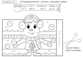 Vorschau - Arbeitsblätter - Rechnen, Malen, Basteln - Winter Aufsteller für die 1.Klasse Mathe im Zahlenraum 10 & 20 - Seite 3