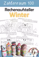 Vorschau - Arbeitsblätter - Rechnen, Malen, Basteln - Winter Aufsteller für die 2. Klasse Mathe im Zahlenraum 100 - Deckblatt