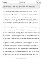 Vorschau - Unterrichtsreihen - Lesekonferenz POLIZEI | Lesetext, Frageblatt & Wissenskarte - Seite 1
