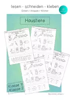 Vorschau - Arbeitsblätter - lesen schneiden kleben HAUSTIERE Lesegitter - Deckblatt
