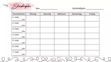 Vorschau - Anderer Materialtyp - editierbare Stundenplan-Vorlage - Seite 1