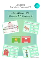 Vorschau - Spiele - Bundle 5 x interaktives Lesequiz Silben Anlaute Wörter & Sätze AUF DEM BAUERNHOF interaktives Pdf - Deckblatt