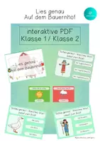 Vorschau - Spiele - Lesen interaktiv - Lies genau Wörter AUF DEM BAUERNHOF interaktives PDF - Deckblatt