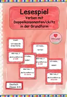 Vorschau - Spiele - Lesespiel Verben mit Doppelkonsonanten/ck/tz - Deckblatt