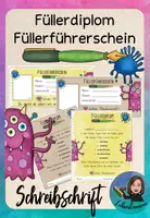 Vorschau - Bildkarten - Füllerführerschein/Füllerdiplom passend zum Selbstlernheft mit dem Klecksmonster - Deckblatt