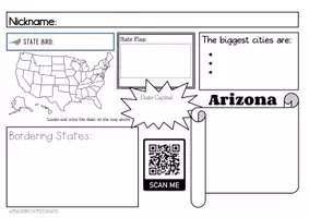 Vorschau - Arbeitsblätter - US States mit QR Codes. Steckbriefe mit Video. - Seite 2