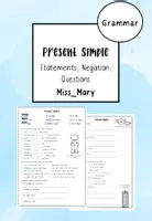 Vorschau - Arbeitsblätter - Present Simple- Statements, Negation and Questions - Deckblatt