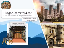 Vorschau - Präsentationen/Tafelbilder - Interaktive PDF mit Quiz: Burgen im Mittelalter (Burganlage) - Seite 2