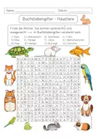 Vorschau - Arbeitsblätter - Buchstabengitter Haustiere Suchsel 2fach differenziert - Seite 1