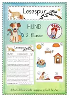 Vorschau - Arbeitsblätter - Mini-Lesespur Hund (3-fach differenziert) - Deckblatt