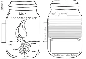 Vorschau - Arbeitsblätter - Die Bohne - Bohnentagebuch eine Bastelvorlage um das Wachstum zu Dokumentieren - Seite 1