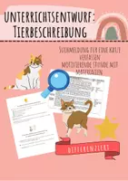 Vorschau - Stundenentwürfe - Unterrichtsentwurf Tierbeschreibung: Katze - Suchmeldung verfassen - Deckblatt