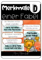 Vorschau - Präsentationen/Tafelbilder - Tafelkarten zu den Fabelmerkmalen / Fabel / Merkplakat / Merkposter - Deckblatt