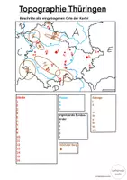 Vorschau - Arbeitsblätter - Topographie Thüringen - stumme Karte - Seite 1