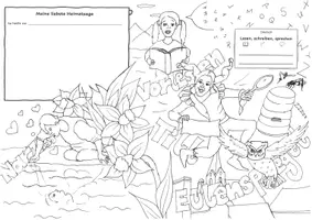 Vorschau - Mal- und Bastelvorlagen - Heftumschlag 6. Klasse Deutsch Aufsatzheft - Seite 1