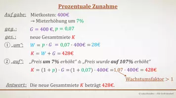 Vorschau - Präsentationen/Tafelbilder - Tafelbilder - Prozentrechnung: prozentuale Zunahme berechnen - Seite 2