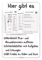 Vorschau - Arbeitsblätter - Klammern auflösen • Plus-/Minusklammern • Arbeitsblatt mit Übungen • QR zu Lösungen und Quiz - Seite 2