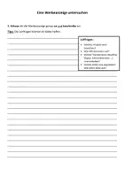 Vorschau - Arbeitsblätter - Eine Werbeanzeige untersuchen - Deckblatt