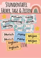 Vorschau - Präsentationen/Tafelbilder - Stundentafel: Alle Fächer mit Tagen & Stunden - Deckblatt