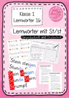 Vorschau - Arbeitsblätter - Lernwörter 16 - St und st - Grundschrift und Druckschrift (Frohes Lernen) - Deckblatt