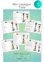 Vorschau - Stationenlernen - Mini Lesespur TIERE - 3fach differenziert - Deckblatt