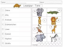 Vorschau - Stationenlernen - Mini Lesespur TIERE - 3fach differenziert - Seite 1