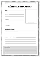 Vorschau - Arbeitsblätter - Künstler-Steckbrief (Blanko Vorlage) - Seite 1