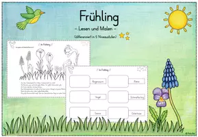 Vorschau - Arbeitsblätter - Frühling - Lesen und Malen - Deckblatt