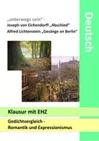 Vorschau - Klassenarbeiten - Gedichtvergleich Romantik, Expressionismus - Abschied Gesänge an Berlin Klausur mit EHZ - Deckblatt
