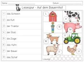 Vorschau - Arbeitsblätter - Mini Lesespur AUF DEM BAUERNHOF - 3fach differenziert - Seite 2