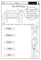 Vorschau - Arbeitsblätter - Dehnungs h / Stummes H - Lernwerkstatt für die 1. und 2. Klasse mit Bildkarten - Seite 3